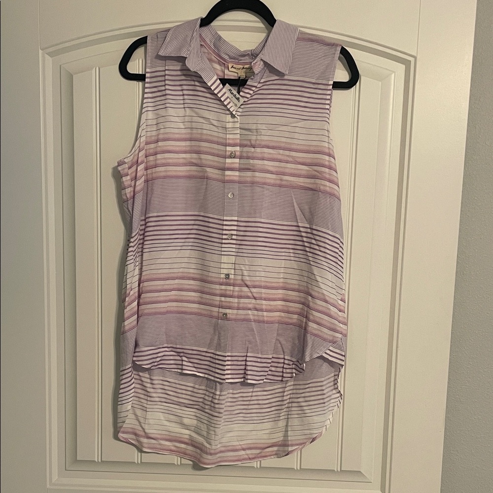 Jane and Delancey Purple and Pink Striped Sleeveless Shirt